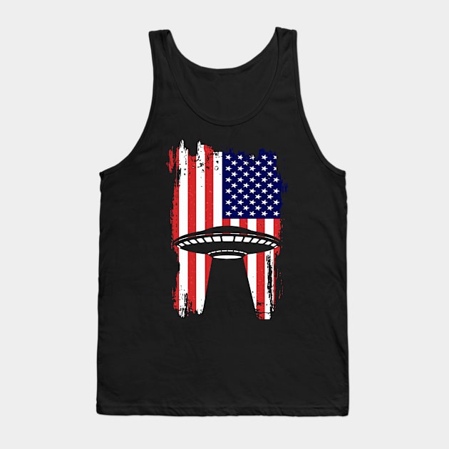 American Flag Ufo Alien Tank Top by Dylante